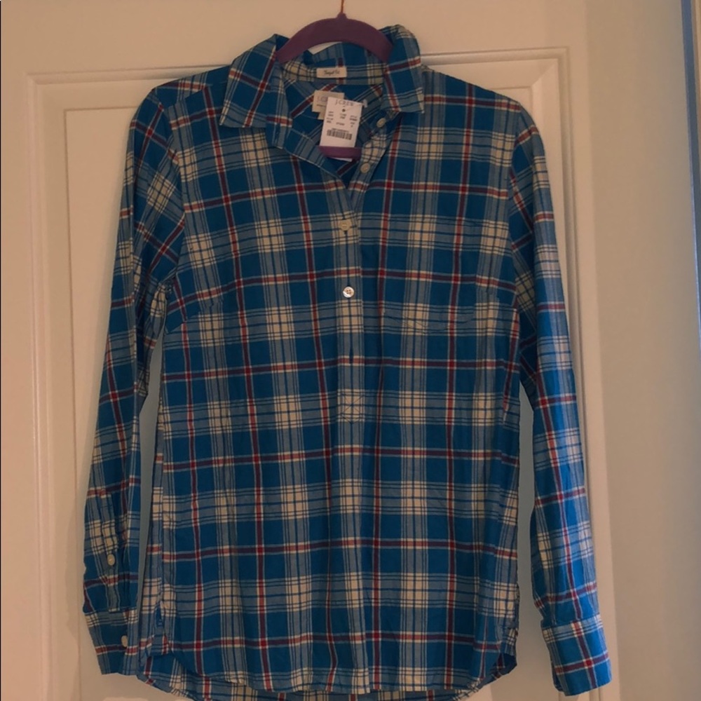 Jcrew perfect fit plaid half button down